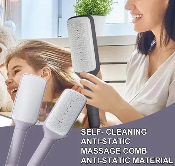 4-in-1 Self-Cleaning Hair Brush