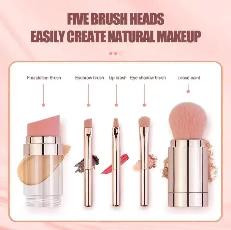 5-in-1 Portable Retractable Makeup Brushes Set