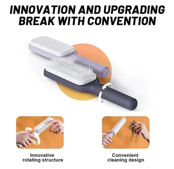4-in-1 Self-Cleaning Hair Brush
