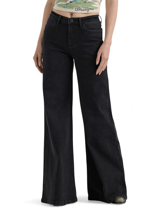 Wrangler Womens Wide Leg Flare Jean Carbon